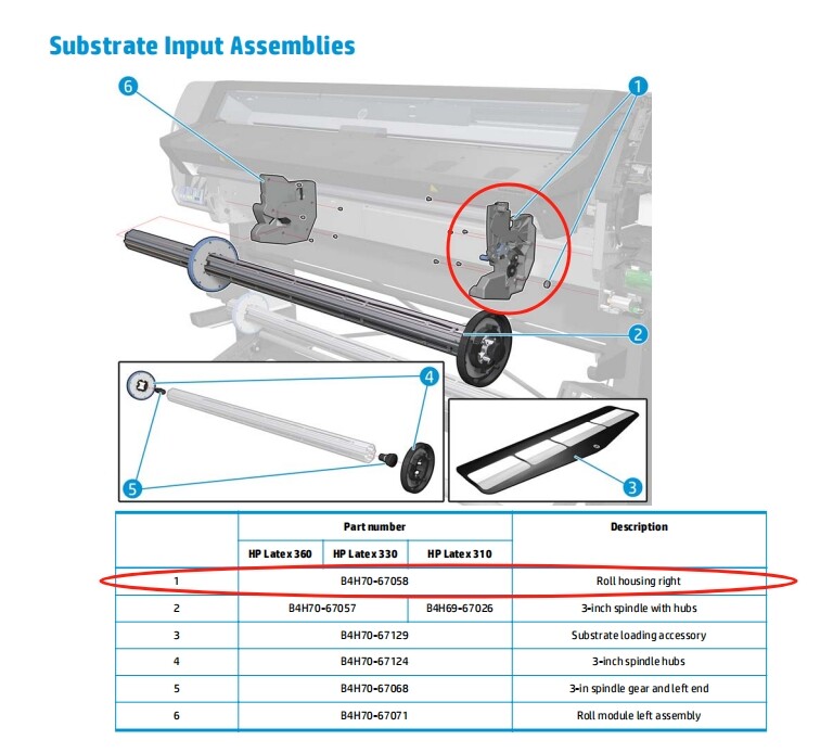 Right B4H70-67058 Roll Housing Or Left B4H70-67071 For Latex 310