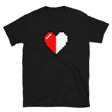 Retro 8 Bit Video Game Pixelated Half Heart Short-Sleeve T-Shirt