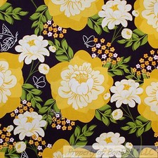 BonEful Fabric FQ Cotton Quilt Brown Yellow Green Leaf Flower Garden Bohemian UK