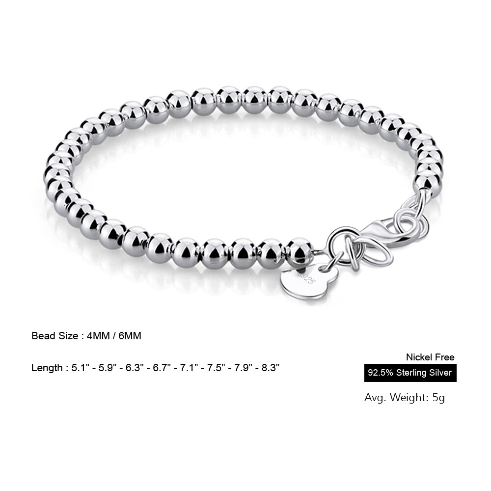 Silver/Rose Gold 925 Sterling Silver Bead Ball Chain