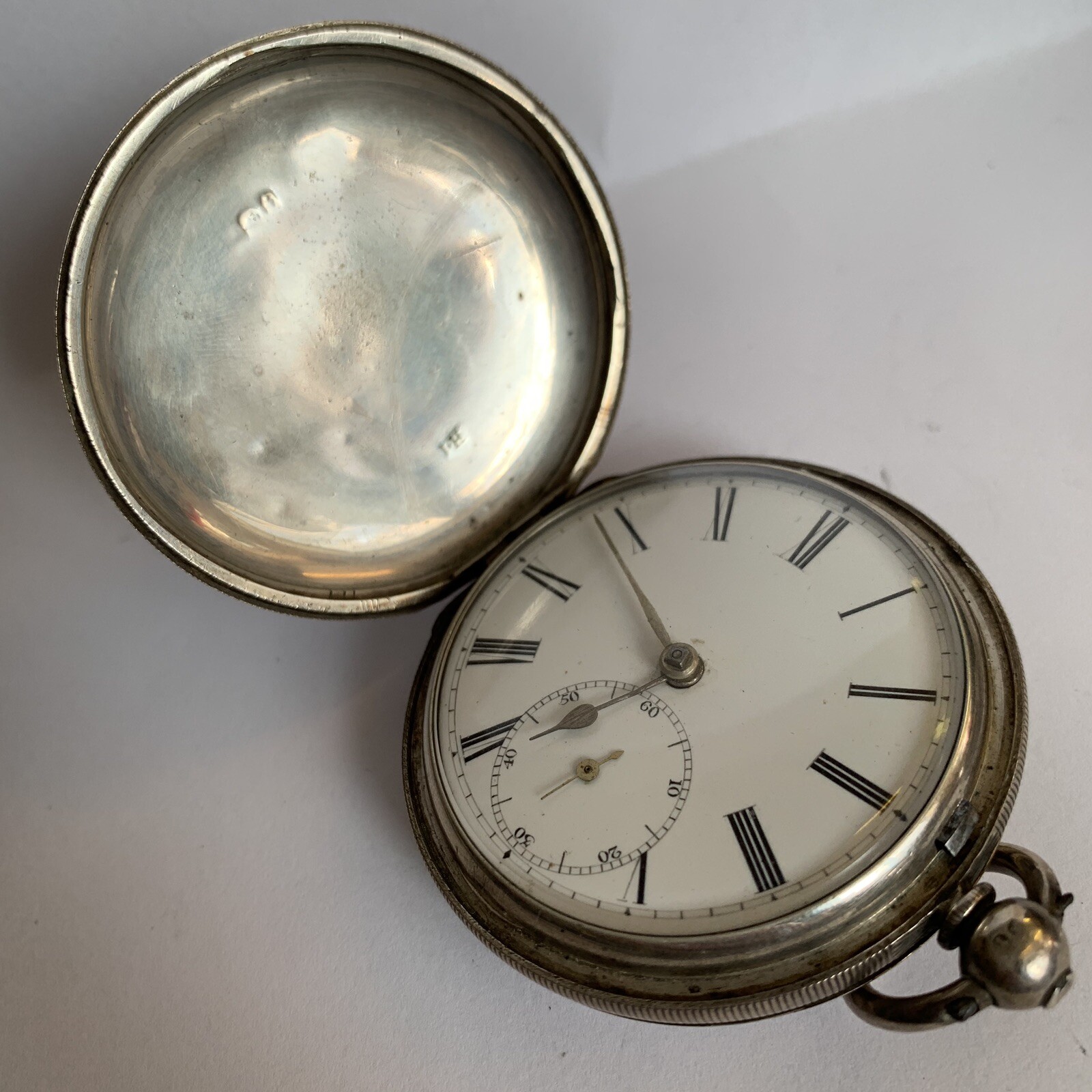 Antique Solid Silver Fusee Full Hunter Pocket Wat… - image 1