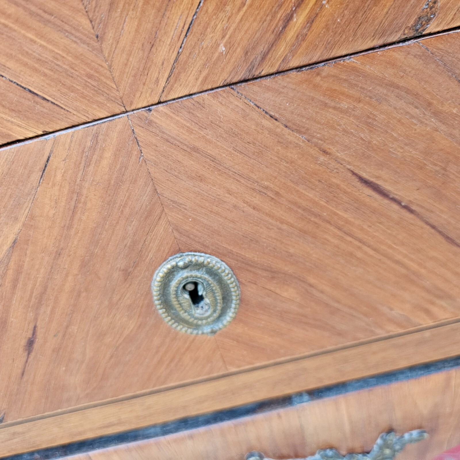 LOUIS XVI Transitional CHEST 4 Drawer Marquetry Oak Mahogany Commode