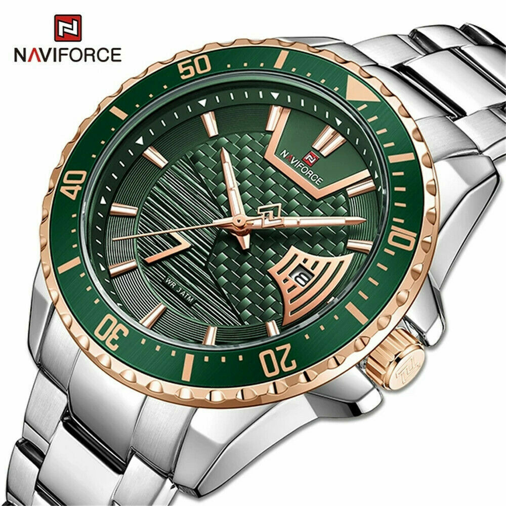 NAVIFORCE Men Watches Steel Wristwatch Big Dial Male Calendar Quartz Watch Gifts