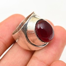 Natural Garnet Men's Ring Solid 925 Sterling Silver Statement Ring All Size M784