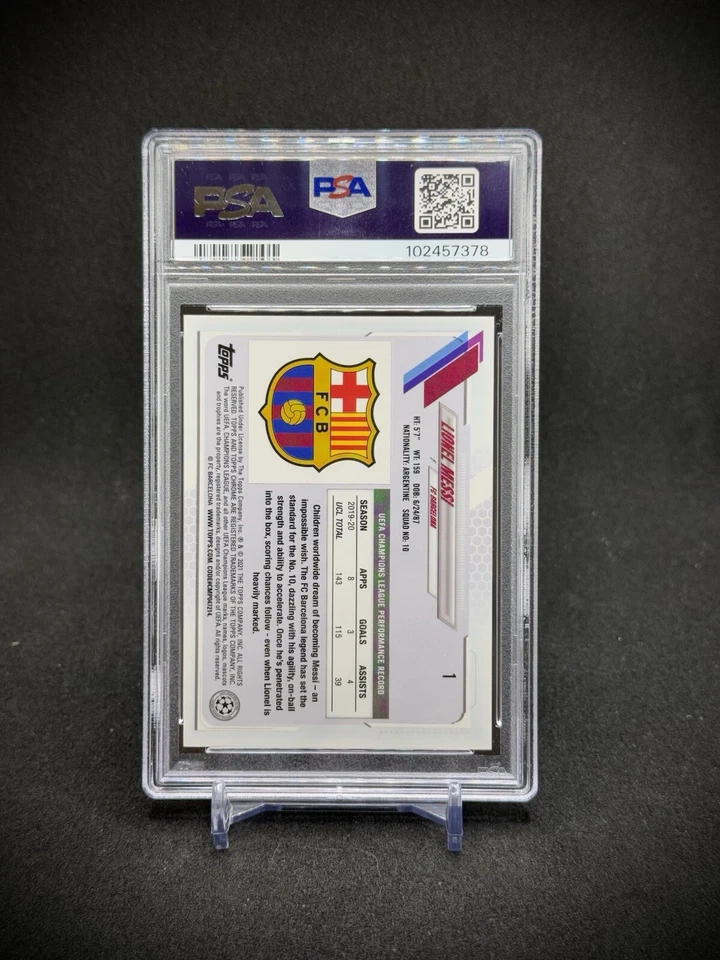 Lionel Messi 2020 Topps Chrome Sapphire Refractor SP PSA 10 FC Barcelona - Image 2 of 2