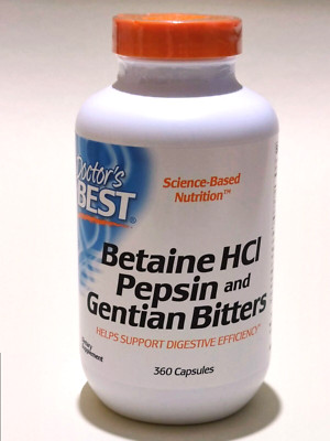 Doctor's Best, Betaine HCl Pepsin and Gentian Bitters, 360 Kapseln