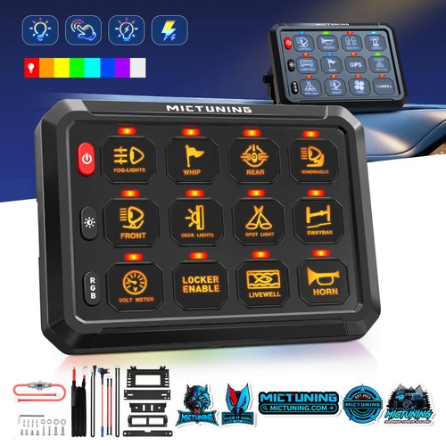 MICTUNING Multifunction 12 Gang RGB Switch Panel bluetooth App Control 12V 24V - Picture 11 of 14
