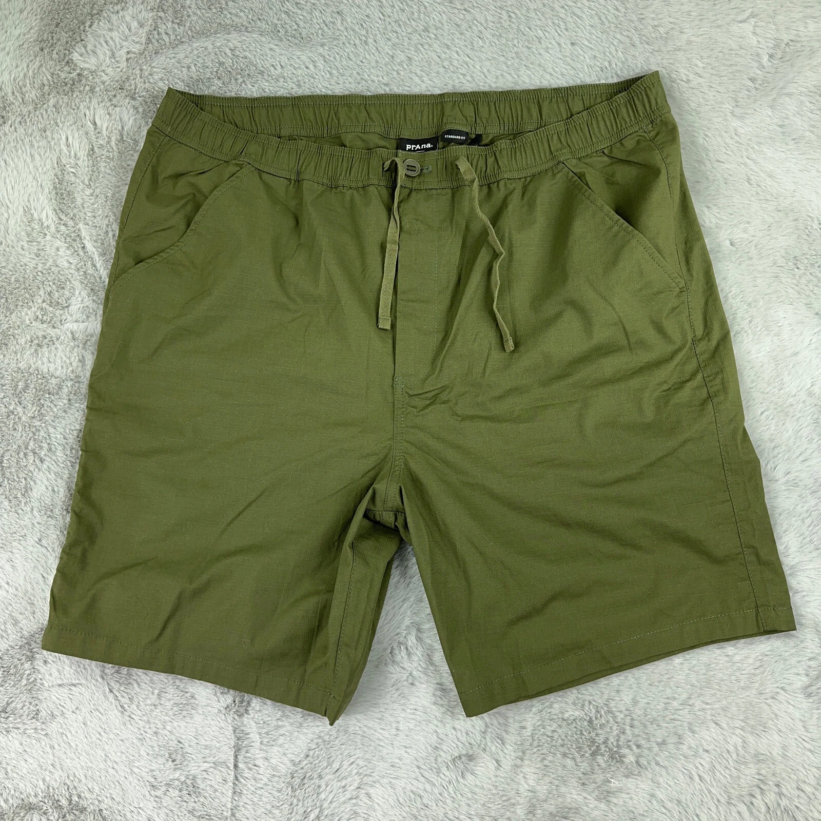 Prana Shorts Mens XXL Green Double Peak Elastic Waist Cargo Pockets Essential