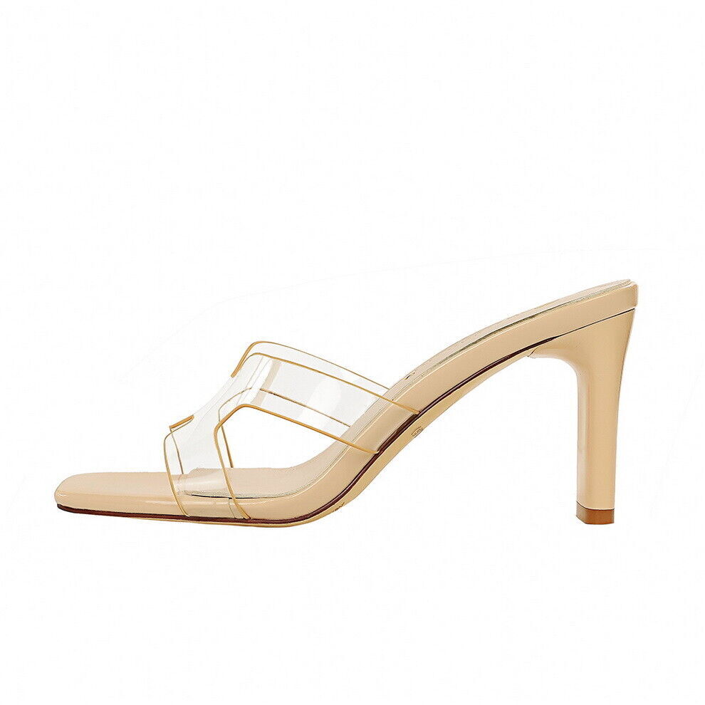 PANTOFOLA D’ORO Pantofole donna cinturino trasparente tacchi a blocco alti punta aperta scarpe sandali scarpe