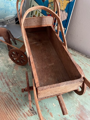 Vtg Antique Primitive Folk Art Wooden Horse & Covered Wagon Prairie Schooner - Picture 4 of 9