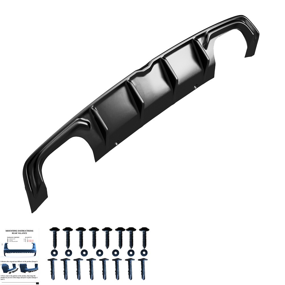 Diffuseur arrière noir brillant pour Audi S3 8V Berline 2013-2016 phase 1