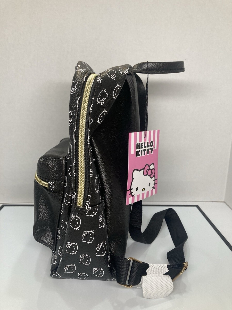 Sanrio Hello Kitty Black Faux Leather Mini Backpack White  display picture 1