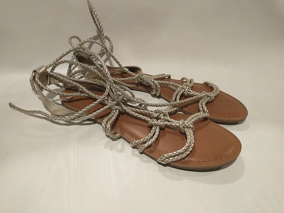 Mossimo Supply Sandalias Mujer Talla 8.5 Envolventes Tobillo Gladiador Sandalias Apretadas Foto 3 de 4