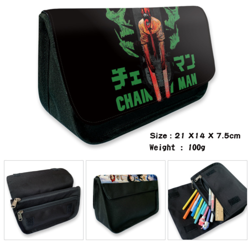 Chainsaw Man Makima Flip Pencil Case Students Pen Pouch Zipper Stationery Bags - Afbeelding 1 van 17