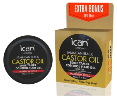 Ican London Jamaican Black Castor oil Edge Control Hair Gel Maximum Hold 80g