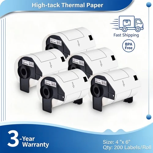 5Rolls 4"x6" Large White Paper Shipping Labels DK-1241 for Brother QL-1110NWB