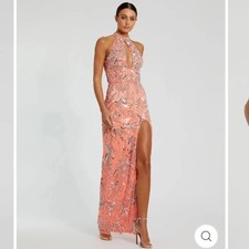 Mac Duggal 6030 New Coral High Neck Embellished Gown 12