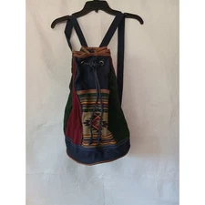 Gitano 80,s Backpack Drawstring Southwest Aztec Design Canvas Colorblock Bag