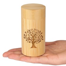 Small Urns for Human Ashes 7.5 Cubic Inches Bamboo - Keepsake with Tree of Life