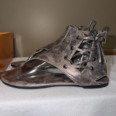 Pierre Dumas Adele-2 Women's Size 9 Pewter Open Toe Sandal with Back Zipper