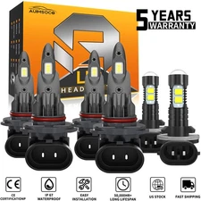 Front 6x LED Headlight & Fog Light Bulbs White For Chevy Blazer 2000 2001-2005