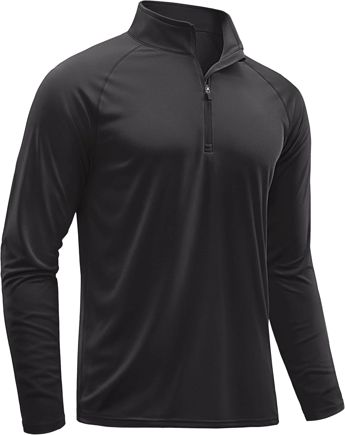 Men'S Long Sleeve Athletic Shirts 1/4 Pullover Zip Sun Protection Rash Guard UPF