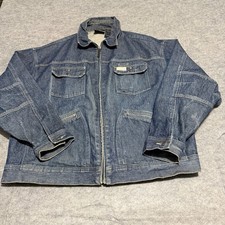 VTG ROCAWEAR Blue Denim EMBROIDERED JACKET MEN'S XL 90's hip hop 4 FRONT POCKET