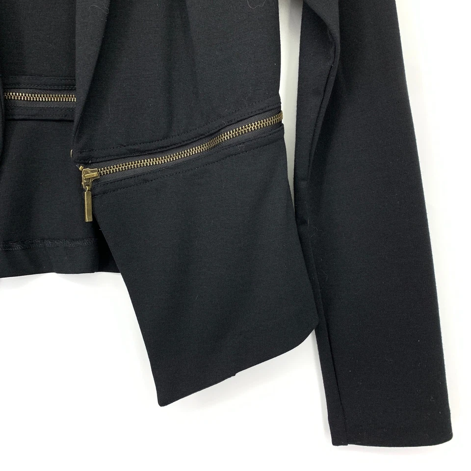 Женский блейзер Mossimo с открытой передней частью размер Small молния деталь черный - Изображение 4 из 4