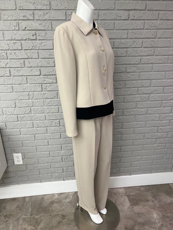 Traje Pantalón de Carrera Casual Corner Annex Mujer Crema Con Borde Negro Talla 10P/12 J Foto 3 de 4