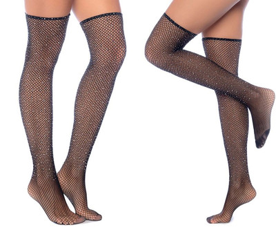 Lingerie: Mapale 1127 Diamond Fishnet Thigh High Stockings