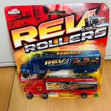 HUNSON Pack of 2 Rev Rollers Tractor Trailers Semi Tractor Trailer Container Toy