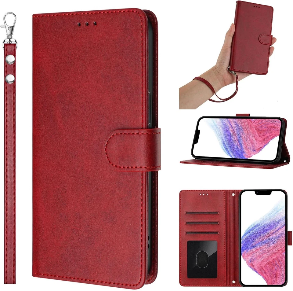 Funda Abatible Compatible para Motorola Moto G24 | Bloqueo RFID Cuero Rojo  Foto 3 de 4