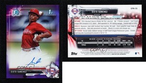 2017 Bowman Chrome Prospect Purple Refractor /250 Sixto Sanchez #CPA-SS Auto