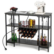 Wine Coffee Bar Cabinet Home Kitchen Industrial Wine Rack with storage shelves