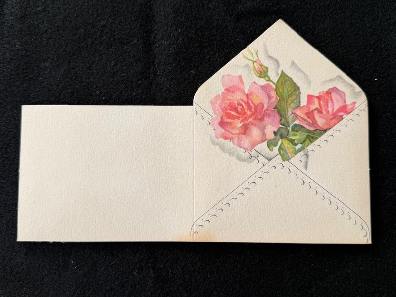Vintage 1940s Folding Note Cards Stationery Pink Roses 14 cards w/14 envelopes