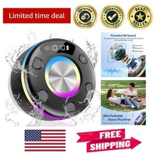 Waterproof Bluetooth Shower Speaker with RGB Lights and 360  HD Sound - Black