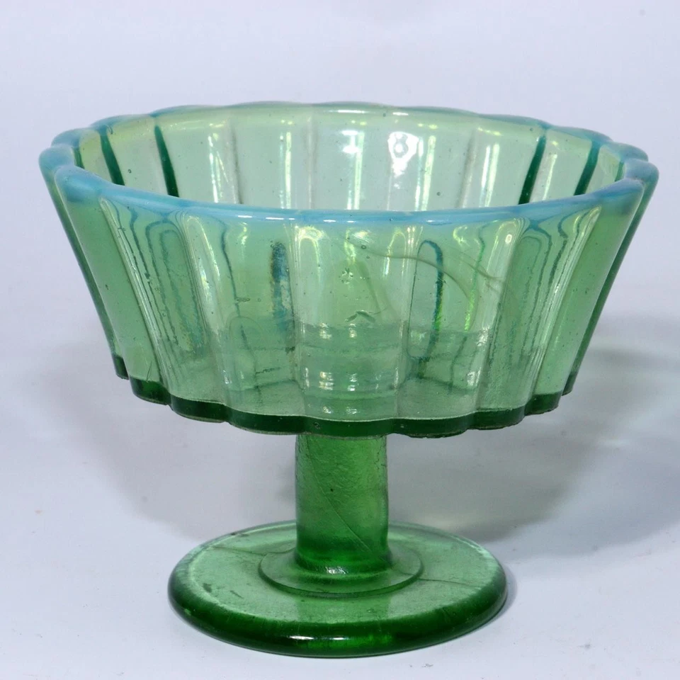 Винтажный японский зеленый стеклянный Kori-Koppu льда чашка ретро Kissaten десерт блюдо GO16 - Изображение 2 из 4