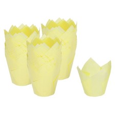 150pcs Tulip Cupcake Liners Greaseproof Baking Cups, Light Yellow