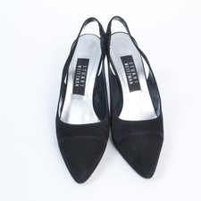 Stuart Weitzman Women's Slingback Size 8B Black Suede Pointed Toe Heels Italy