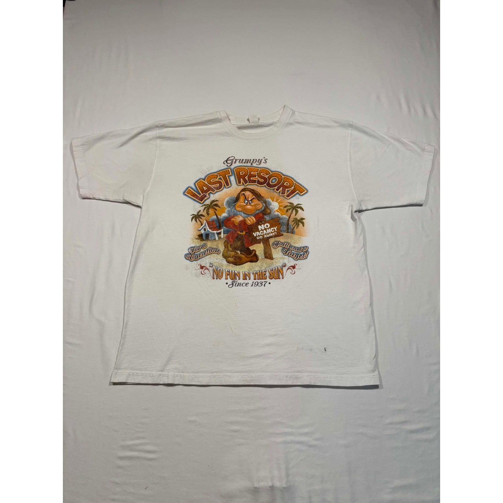 Disney Grumpy Last Resort T Shirt Mens XL White No Fun In The Sun Graphic Tee