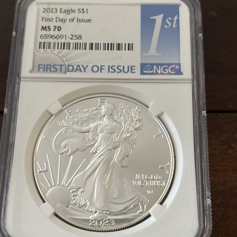 2023 American Silver Eagle NGC MS70 First Day of Issue FDOI - Blue 1st Label