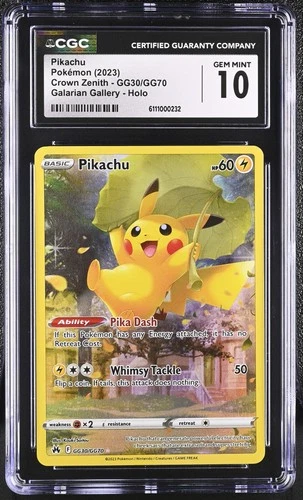 PIKACHU Crown Zenith Holo Trainer Gallery #GG30 CGC 10 Pokemon [Nostalgium]
