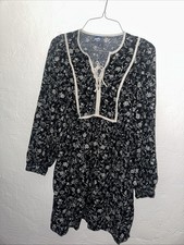 Old Navy Long-Sleeve Floral Black Boho Mini Dress Women's SMALL