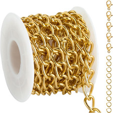 Gold Jewelry Making Chain Stainless Steel Twist Cable Chain 6.6 Feet PVD Gold