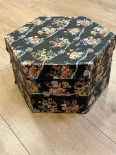 Marshall and Snelgrove vintage large hat box 1950's Hexagonal Floral Storage 