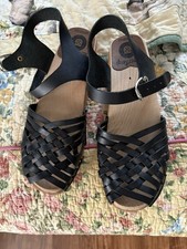 Black Leather Swedish Troentorp clogs ANNA Women's Size Eur-38/U.S.- 8 NEW 