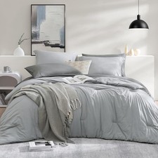 WRENSONGE Twin Comforter Set- 5 Pieces Light Grey Bed in a Bag, All Season Twin