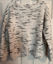 LOFT Women's Knit Striped Boat Neck Long Sleeve Pullover Sweater Size M