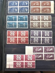 Romania 1958 Sc. 1252-59 Complete Set in Imperf. Blocks of 4, MNH, OG, Superb