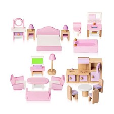 Wooden Dollhouse Furniture Set, 22 Pcs Miniature Dollhouse Acce... FAST USA SHIP